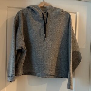 Zara Gray Soft Knit Cropped Hoodie - Inditex Brushed Fleece Small